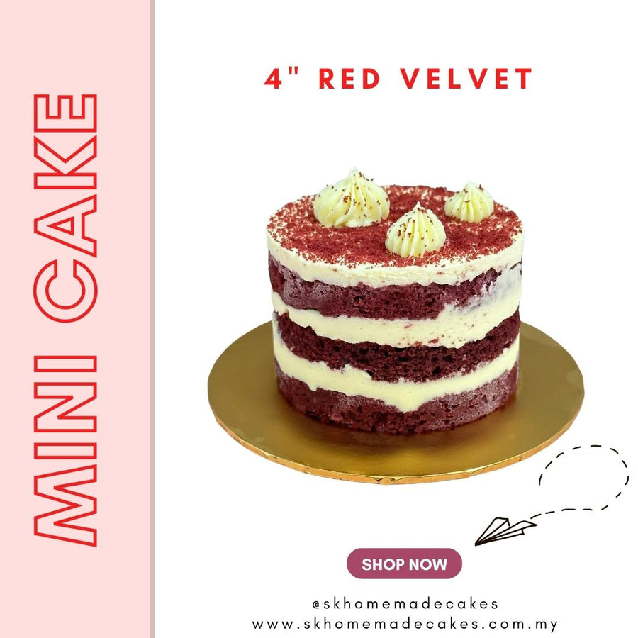 4" Mini Red Velvet Cake - Whole Cake (Available Daily) - SK Homemade Cakes---
