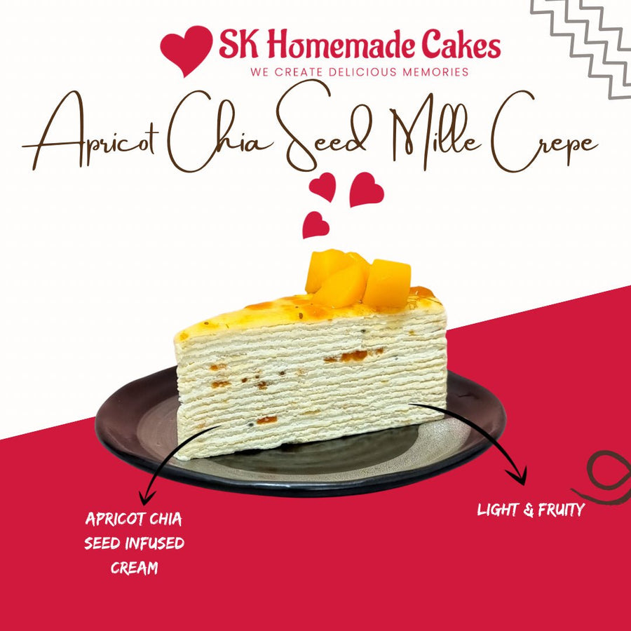 Apricot Chia Seed Mille Crepe 1 pc SLICE CAKE (Available Daily) - SK Homemade Cakes-1pc--