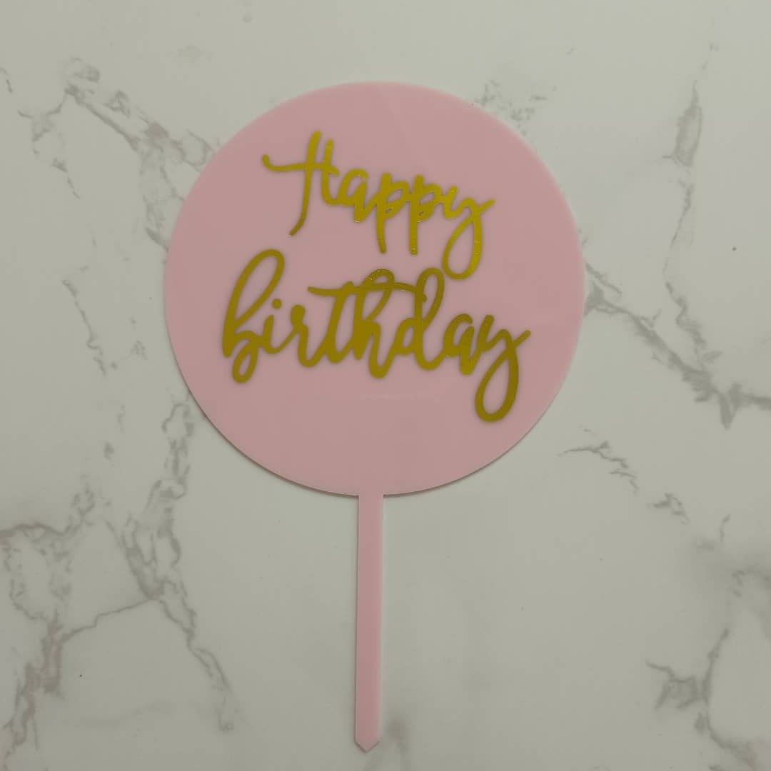 Cake Topper - Arcylic Happy Birthday - SK Homemade Cakes-Happy Birthday 3--
