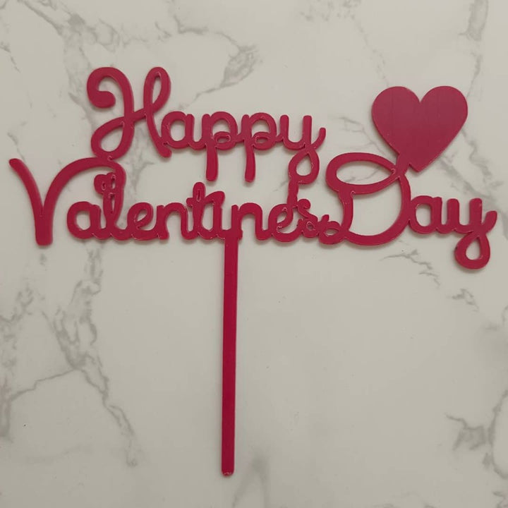 Cake Topper - Arcylic(Wedding, Anniversary, Love & Thank You) - SK Homemade Cakes-Happy Valentine's Day--
