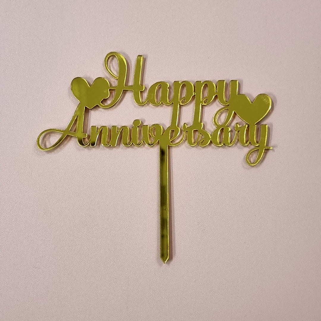 Cake Topper - Arcylic(Wedding, Anniversary, Love & Thank You) - SK Homemade Cakes-Happy Anniversary--