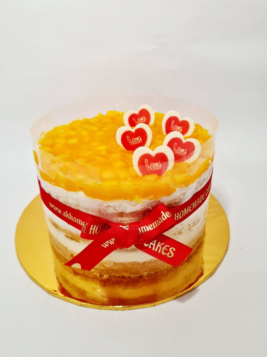 Eggless Mango Peach Cake - Whole Cake (5-days Pre-order) - SK Homemade Cakes-Small 15cm--