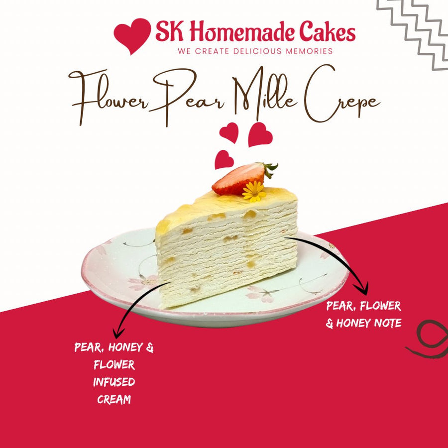Flower Pear Mille Crepe 1 pc SLICE CAKE (Available Daily) - SK Homemade Cakes-1pc--