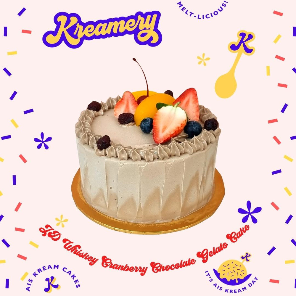 JD Whiskey Cranberry Ice Cream Cake - 20cm Whole Cake (Available Daily) - SK Homemade Cakes-Medium 20cm--
