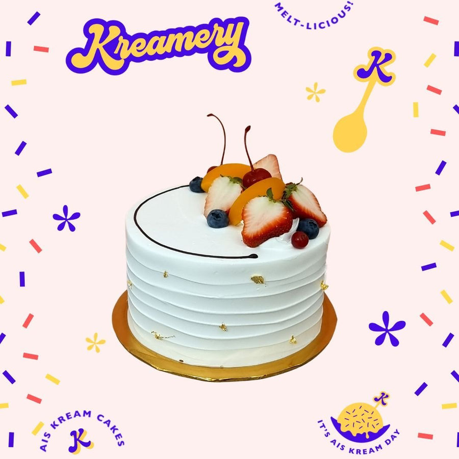Vanilla Bean Ice Cream Cake (Eggless) - 20cm Whole Cake (Available Daily) - SK Homemade Cakes-Medium 20cm-Simple-