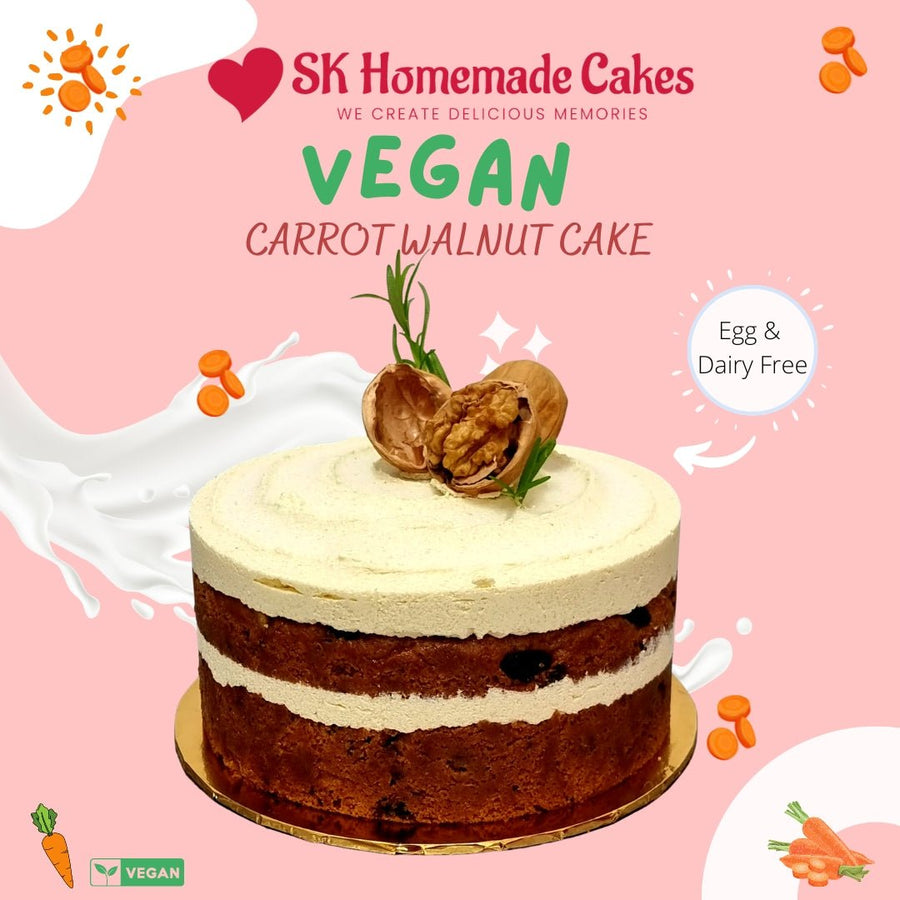 Vegan Carrot Walnut Cake - 15cm Whole Cake (Available Daily) - SK Homemade Cakes-Small 15cm--