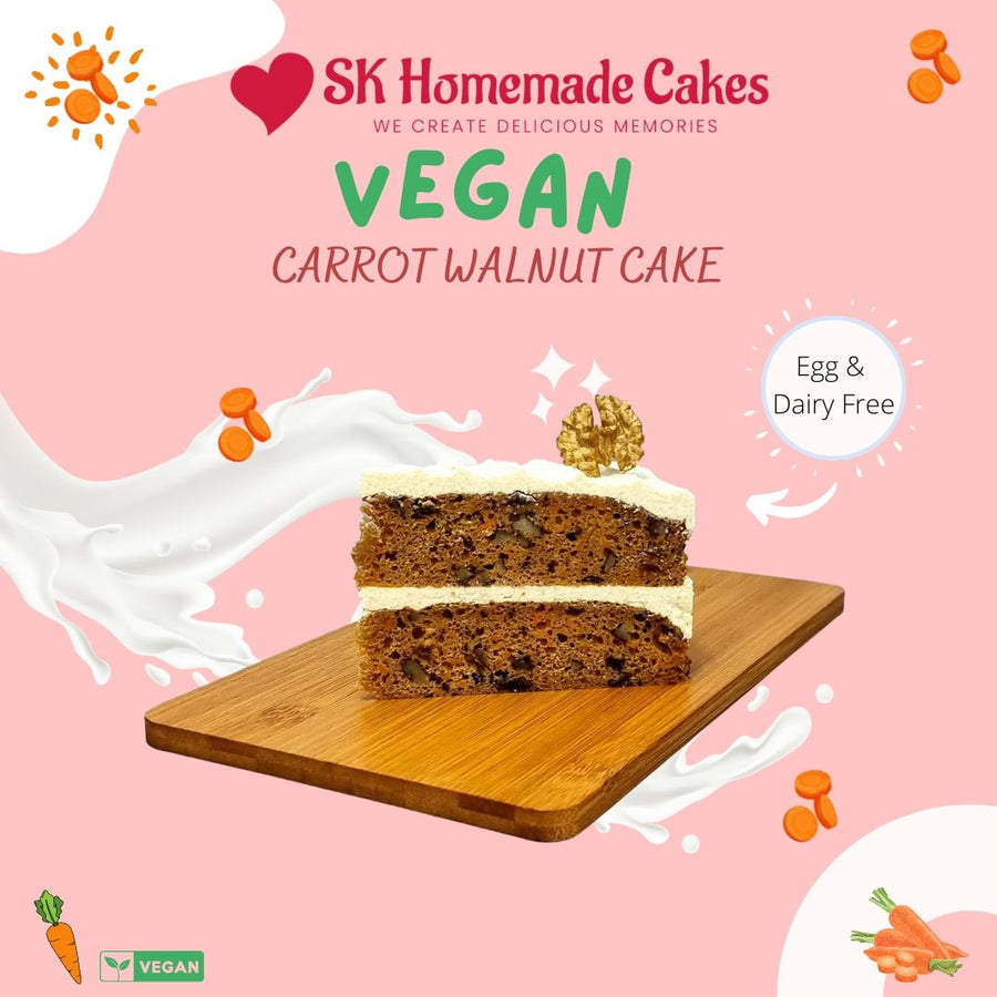 Vegan Carrot Walnut Cake - 1pc Slice Cake (Available Daily) - SK Homemade Cakes-1pc--