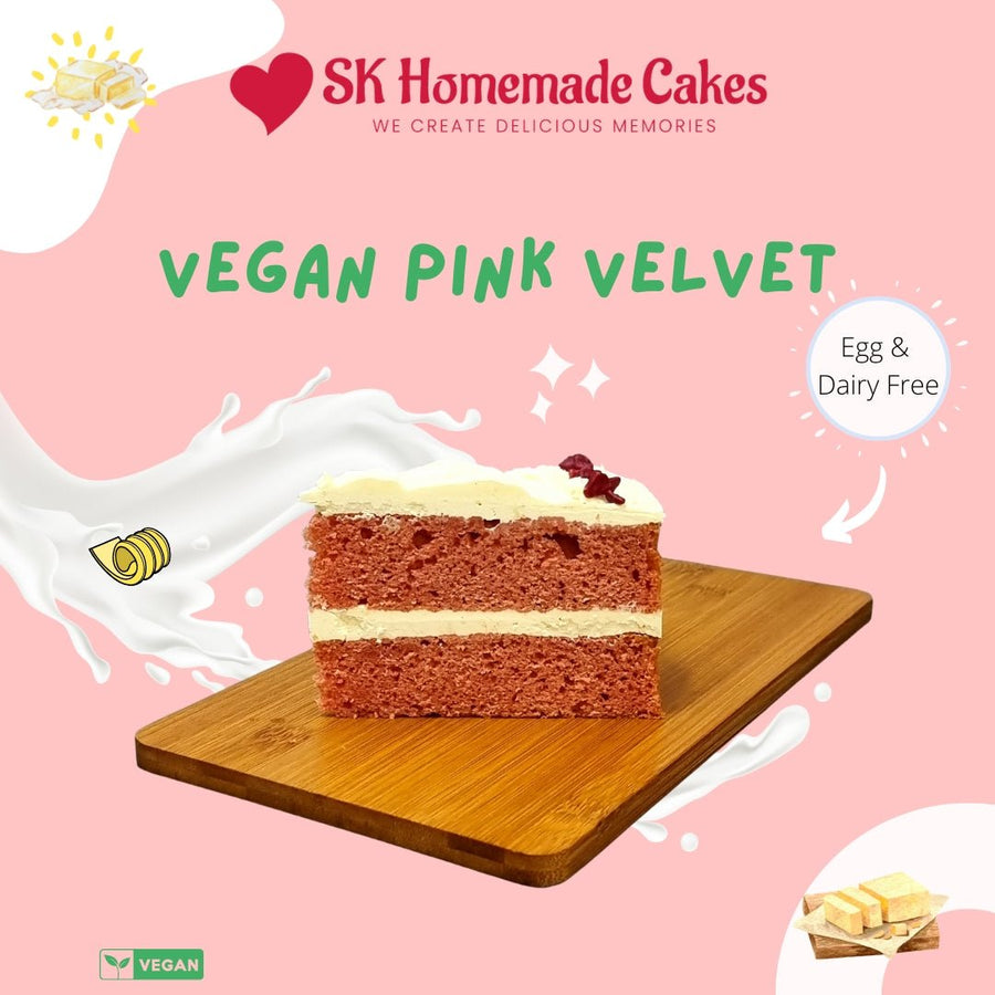 Vegan Pink Velvet Cake - 20cm Whole Cake (Available Daily) - SK Homemade Cakes-Medium 20cm--